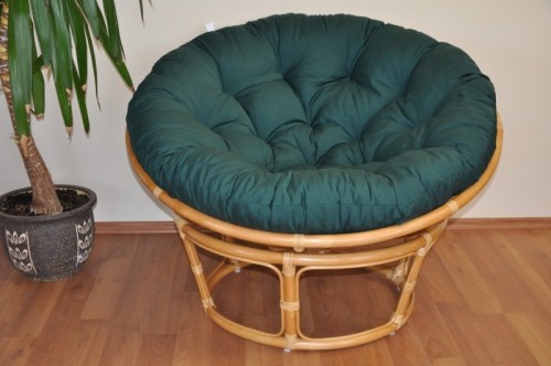 Ratanový PAPASAN 110 cm medový polstr zelený dralon - RATANOVÝ NÁBYTEK - Křesla - Papasany
