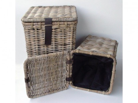 Ratanový prádelní koš WASMAND HRANA kubu grey malý - DOPLŇKY - Truhly a koše - Prádelní koše