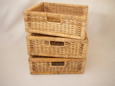 Ratanová ZÁSUVKA medová set 3 kusy - DOPLŇKY - Truhly a koše - Zásuvky a misky