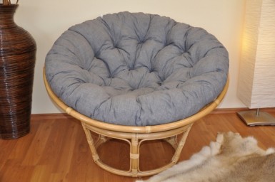 Ratanový PAPASAN 110 cm medový šedý melír - RATANOVÝ NÁBYTEK - Křesla - Papasany