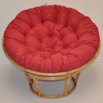 Ratanový PAPASAN 110 cm medový polstr vínový melír - RATANOVÝ NÁBYTEK - Křesla - Papasany