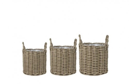 Obal na květináč MILA SAND - set 3 ks - UMĚLÝ RATAN - Doplňky