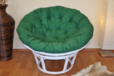 Ratanový PAPASAN 110 cm bílý tmavě zelený melír - RATANOVÝ NÁBYTEK - Křesla