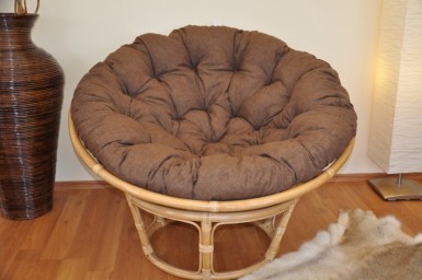Ratanový PAPASAN 115 cm medový polstr hnědý melír - RATANOVÝ NÁBYTEK - Křesla