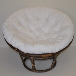 Ratanový PAPASAN 110 cm hnědý bílý polstr - RATANOVÝ NÁBYTEK - Křesla - Papasany