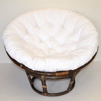 Ratanový PAPASAN 110 cm hnědý bílý polstr - RATANOVÝ NÁBYTEK - Křesla - Papasany