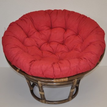 Ratanový PAPASAN 110 cm hnědý polstr vínový melír - RATANOVÝ NÁBYTEK - Křesla - Papasany