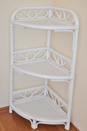 Ratanová police ROHOVÁ 3 patra bílá - RATANOVÝ NÁBYTEK - Stojany a police