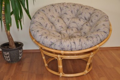 Ratanový PAPASAN 110 cm medový polstr levandule - RATANOVÝ NÁBYTEK - Křesla - Papasany