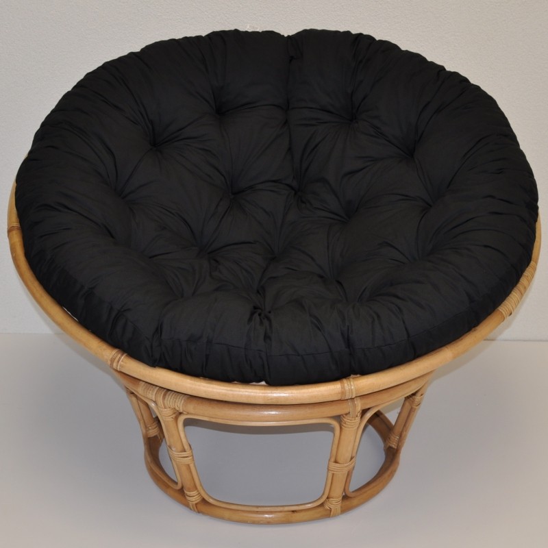 Ratanový PAPASAN 110 cm medový polstr černý kepr