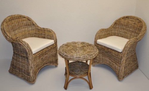 Ratanový set ROMA 2+1 ratan kubu polstry bílé - RATANOVÝ NÁBYTEK - Sedací soupravy - Malé sedací soupravy