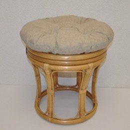 Ratanová taburetka VELKÁ medová polstr tmavě béžový melír - RATANOVÝ NÁBYTEK - Židle a taburetky