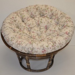 Ratanový PAPASAN 110 cm hnědý polstr motiv ptáci - RATANOVÝ NÁBYTEK - Křesla