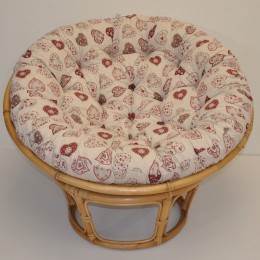 Ratanový PAPASAN 110 cm medový polstr červená srdce - RATANOVÝ NÁBYTEK - Křesla