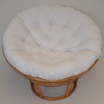 Ratanový PAPASAN 100 cm medový bílý polstr - RATANOVÝ NÁBYTEK - Křesla - Papasany
