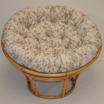 Ratanový PAPASAN 100 cm medový polstr motiv ptáci - RATANOVÝ NÁBYTEK - Křesla - Papasany