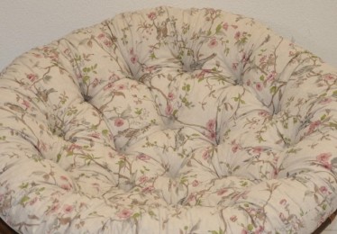 Ratanový PAPASAN 100 cm medový polstr motiv ptáci - RATANOVÝ NÁBYTEK - Křesla - Papasany