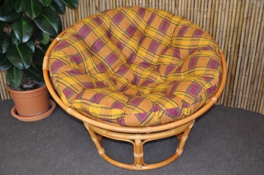 Ratanový PAPASAN 100 cm medový polstr okrový - RATANOVÝ NÁBYTEK - Křesla - Papasany