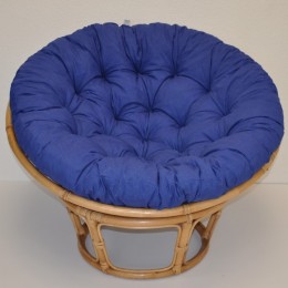 Ratanový PAPASAN 100 cm medový polstr tmavě modrý melír - RATANOVÝ NÁBYTEK - Křesla