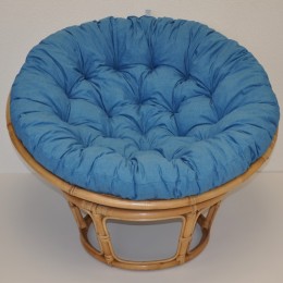 Ratanový PAPASAN 100 cm medový polstr tyrkysový melír - RATANOVÝ NÁBYTEK - Křesla