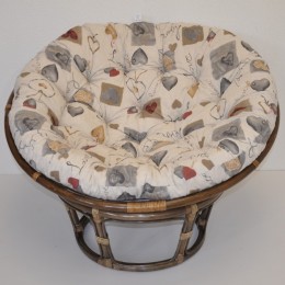 Ratanový PAPASAN 100 cm hnědý polstr motiv srdce LOVE - RATANOVÝ NÁBYTEK - Křesla