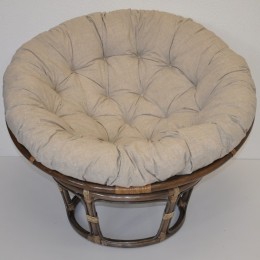 Ratanový PAPASAN 100 cm hnědý polstr tmavě béžový melír - RATANOVÝ NÁBYTEK - Křesla