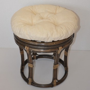 Ratanová taburetka VELKÁ hnědá polstr béžový melír - RATANOVÝ NÁBYTEK - Židle a taburetky - Taburety