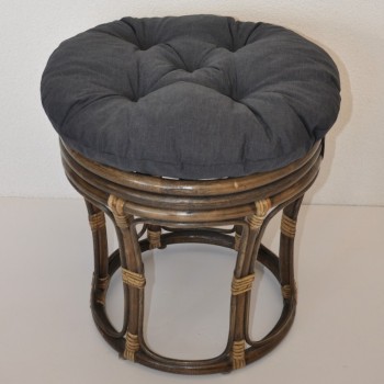 Ratanová taburetka VELKÁ hnědá tmavě šedý melír - RATANOVÝ NÁBYTEK - Židle a taburetky - Taburety