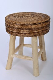 Taburetka dřevěná - banán/teak - RATANOVÝ NÁBYTEK - Židle a taburetky